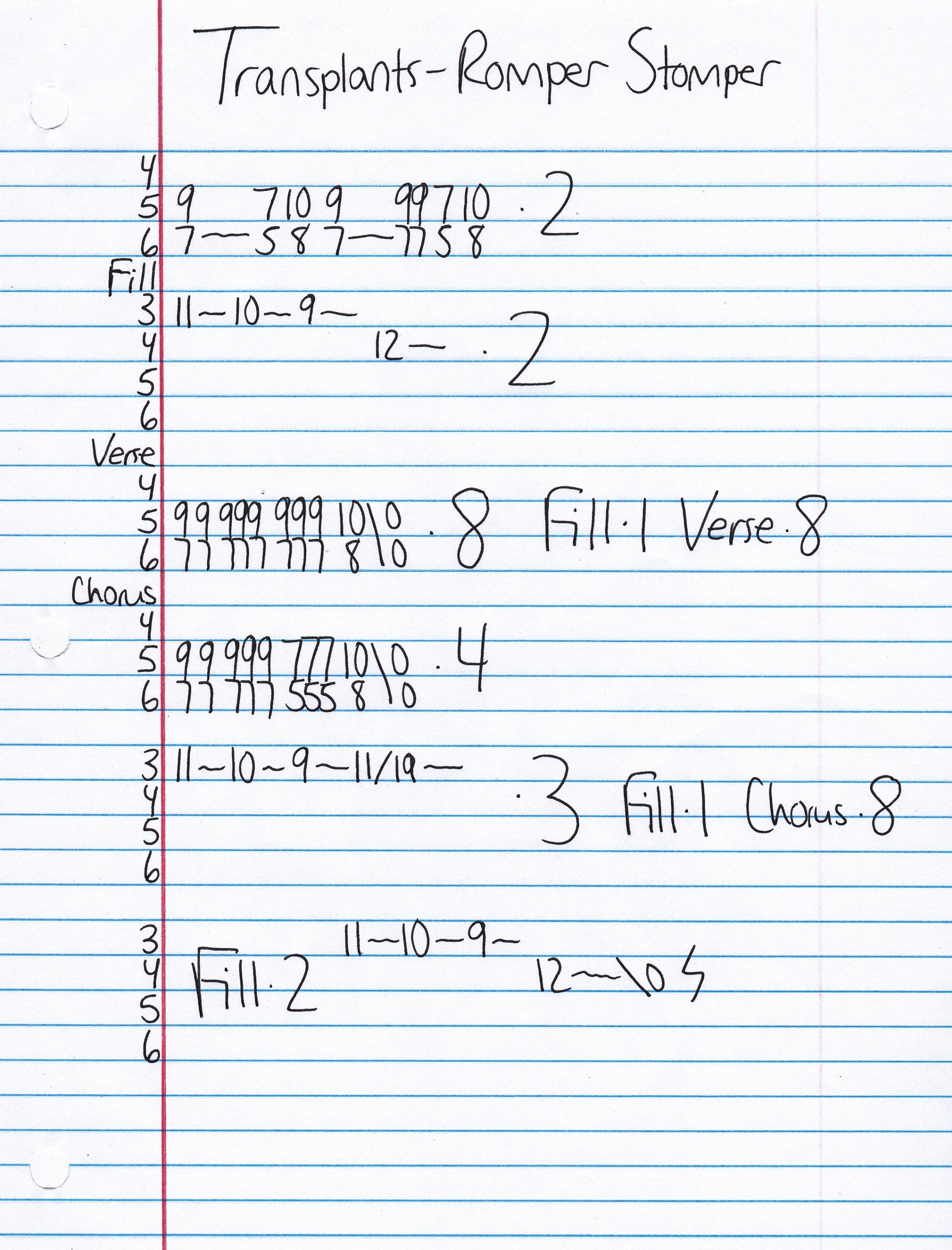 High quality guitar tab for Romper Stomper by Transplants off of the album Transplants. ***Complete and accurate guitar tab!***